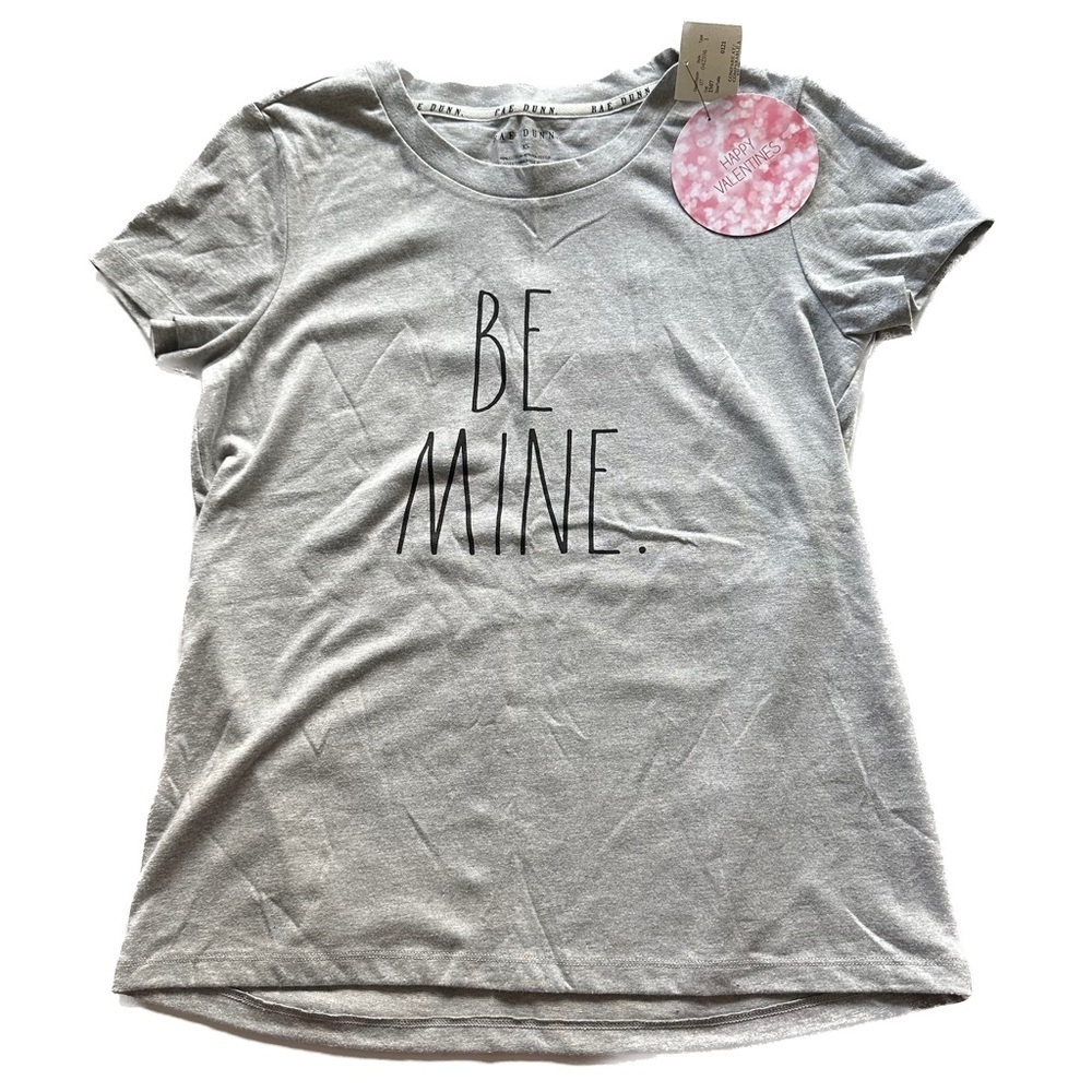 Rae Dunn Iconic Be Mine Classic Graphic Short Sleeves Grey T-Shirt Size XS